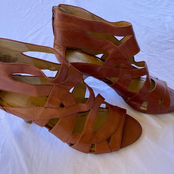 Nine West Leather Gladiator Caged Heel Open Toe Sandals - Picture 8 of 11